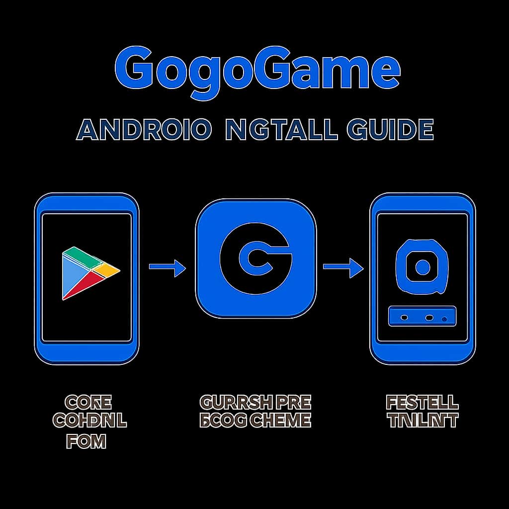 Illustration showing the step-by-step installation process for GogoGame.