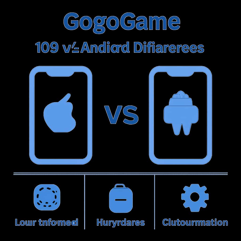 Diagram comparing GogoGame features on iOS and Android.
