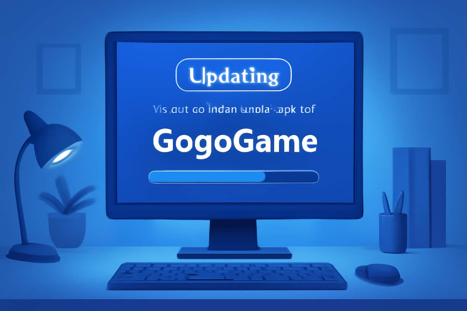 An informational graphic illustrating the update process for GogoGame with the text prominently displayed.