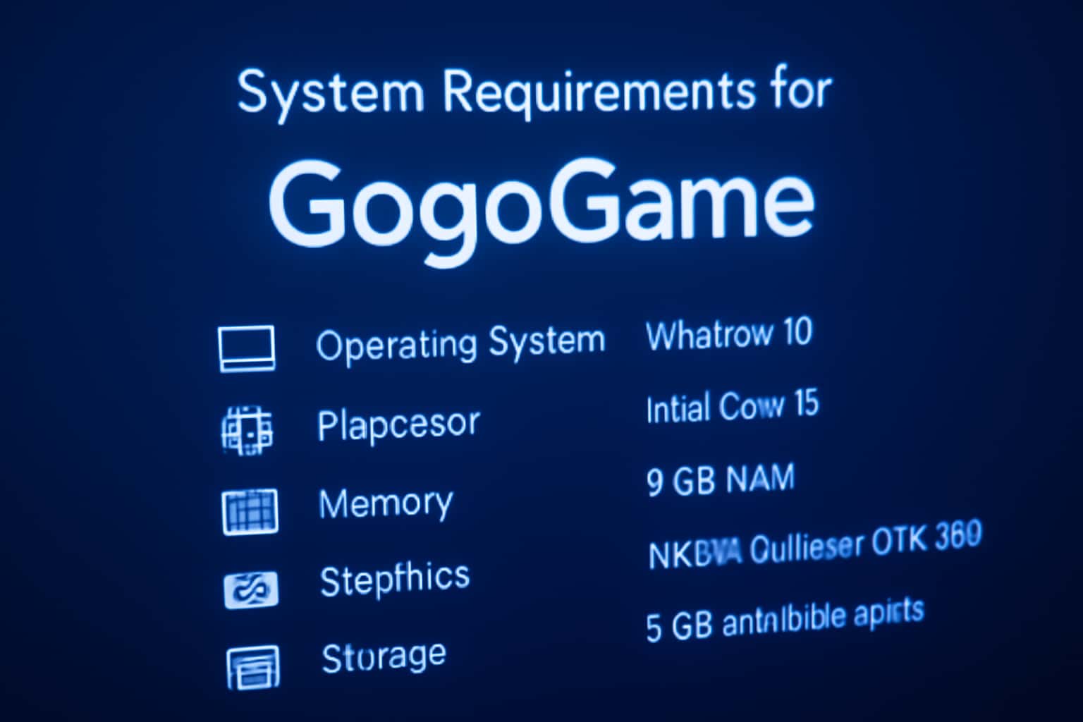 System Requirements for GogoGame in a high-tech visual setup.