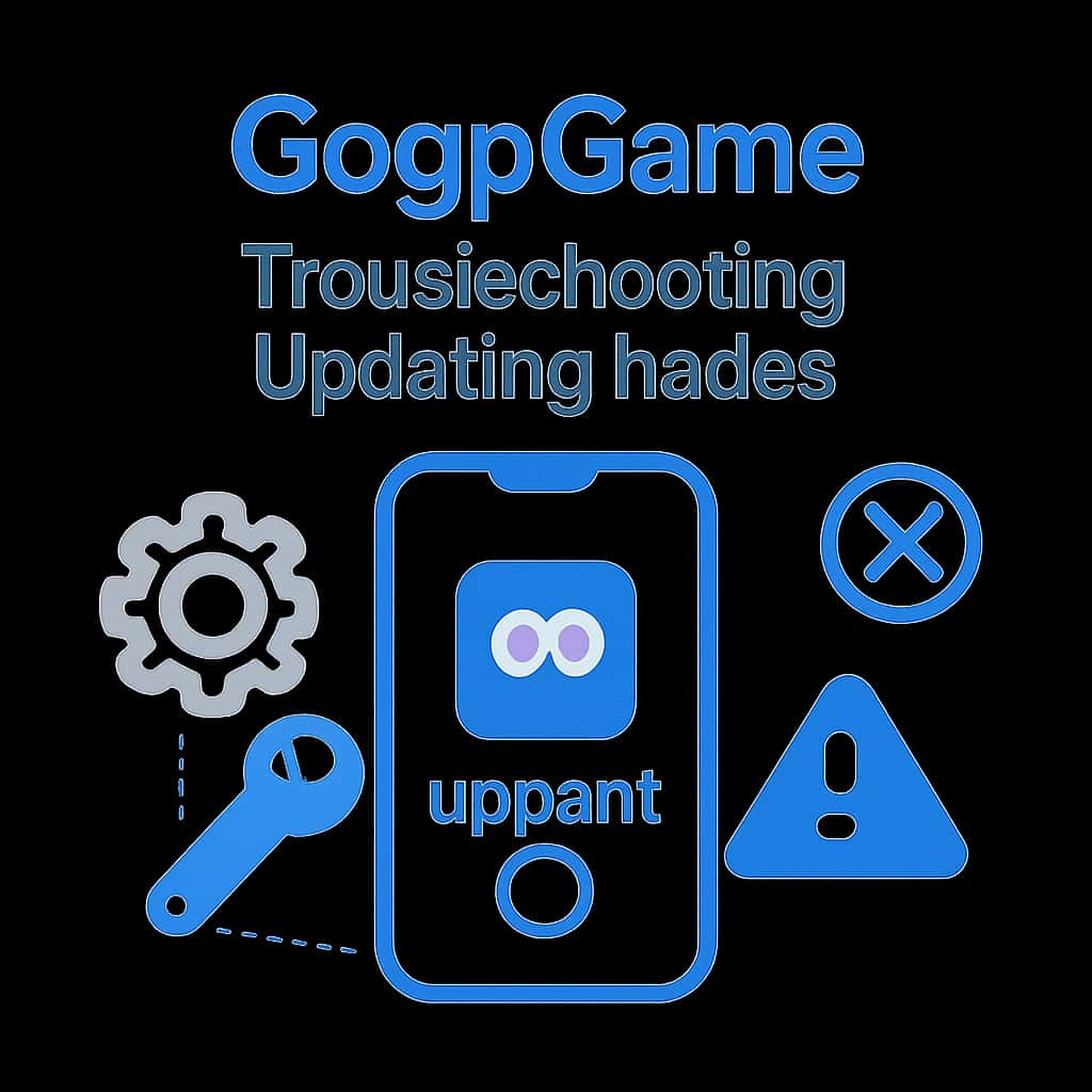 An educational illustration on troubleshooting GogoGame update issues.